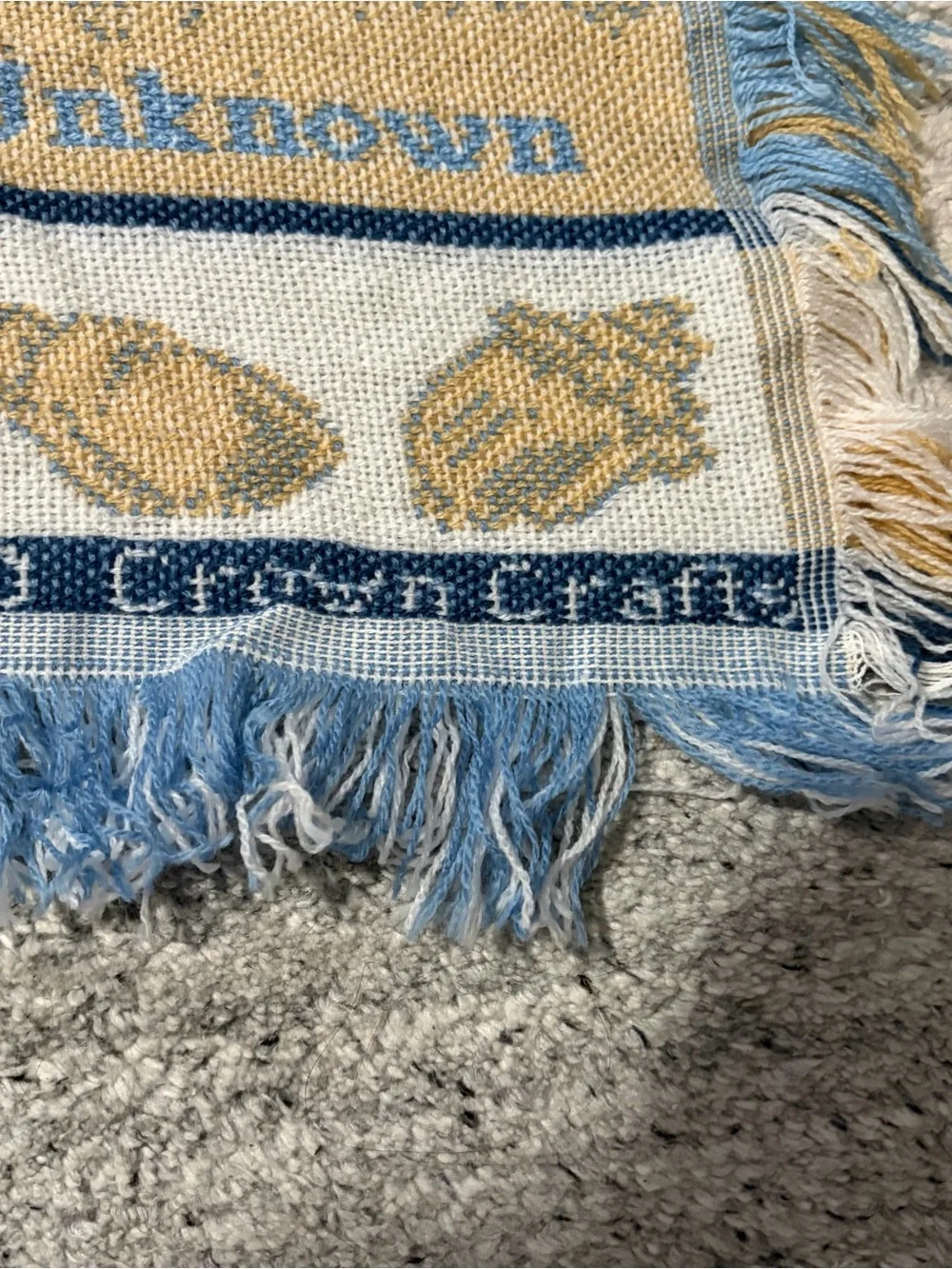Vtg Footprints/Walk with Thee Jacquard Woven Throw Blanket Tapestry Style 51x41